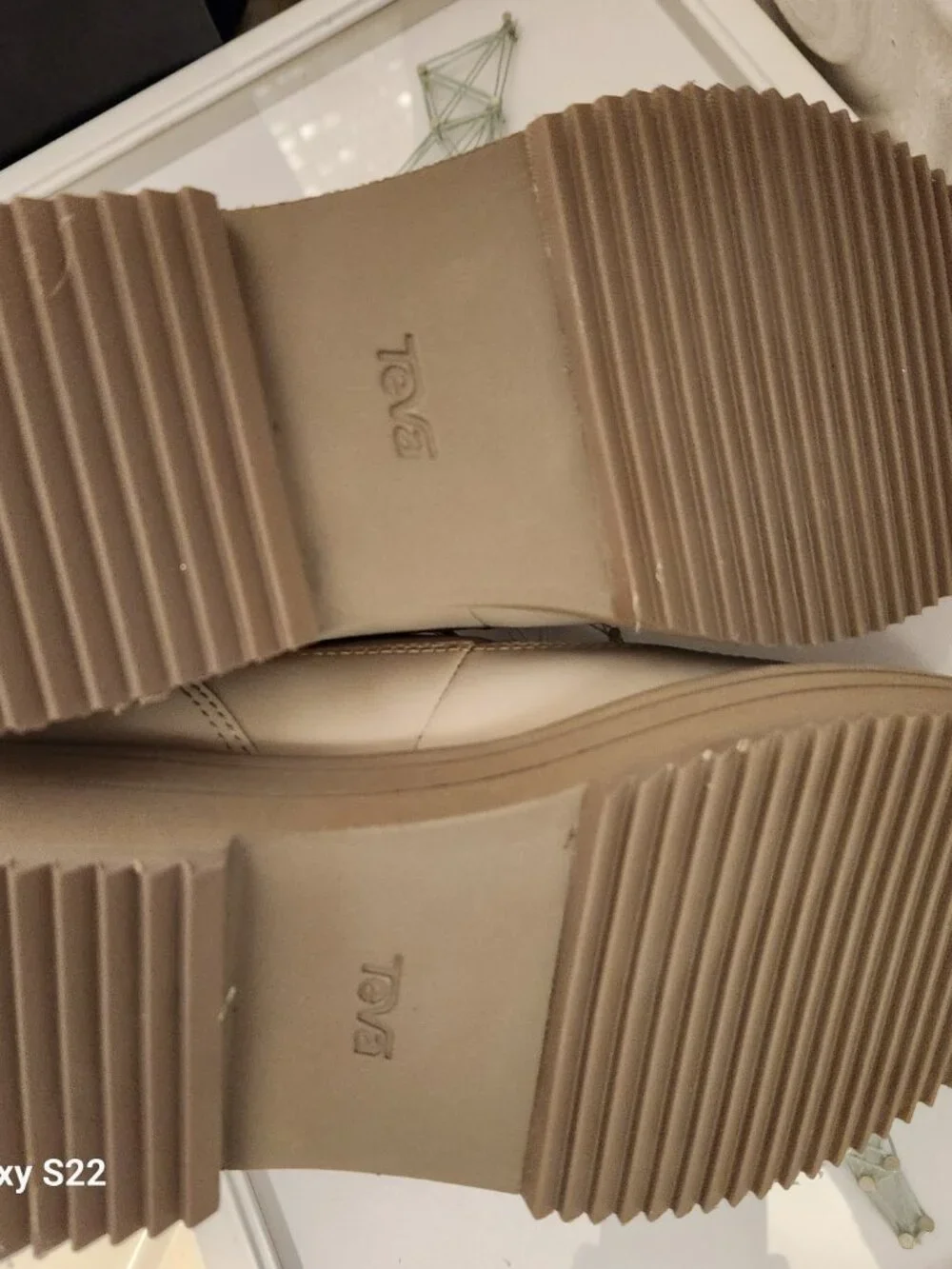 Teva Light Beige Platform Lace-Up Ankle Booties